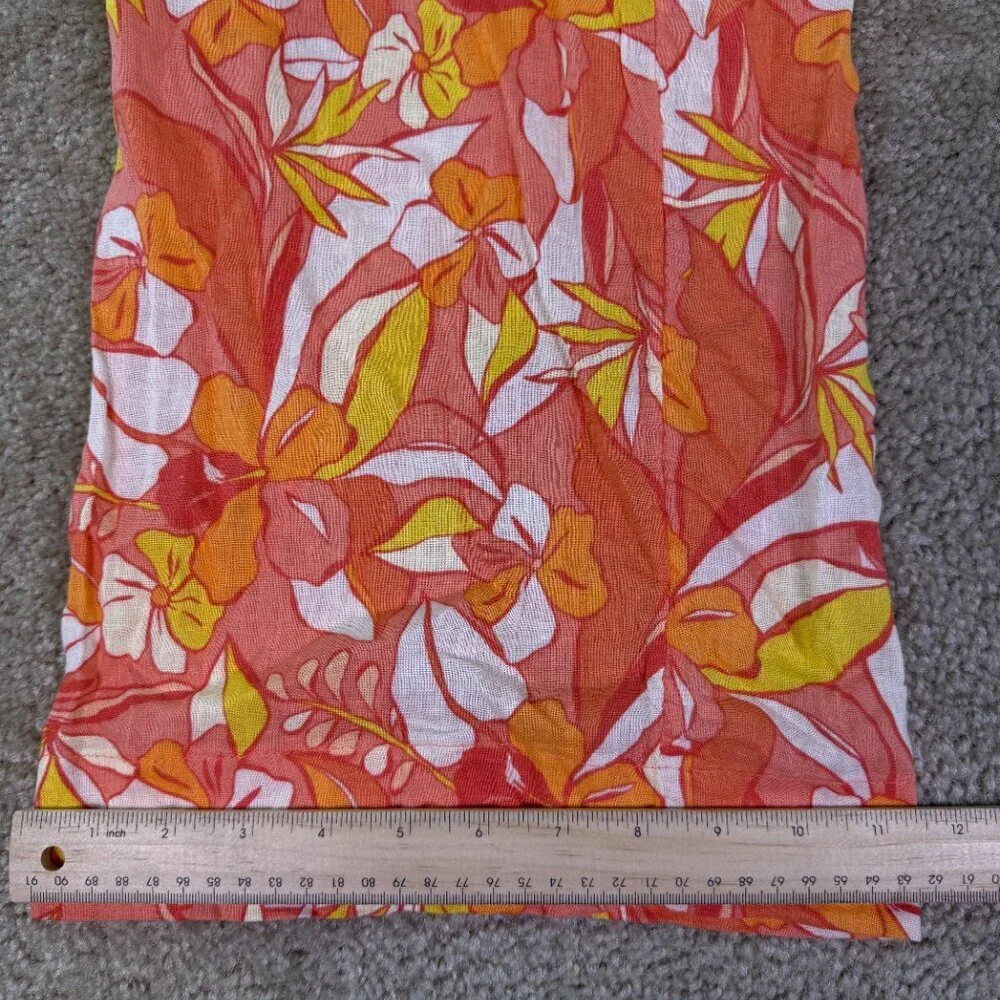 C&C California Linen Blend Sz L Wide Leg Cropped Colorful Floral Boho Pants E554 - Picture 10 of 11